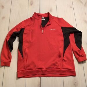 men S head athletic half zip sweatshirt red black‎